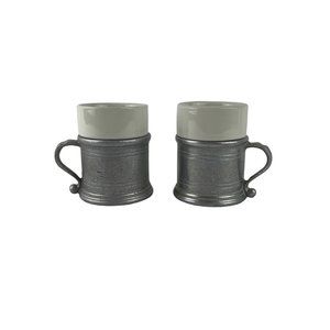 2x Wilton Armetale Pewter Mug Ceramic Insert RWP Vintage‎ 1970s Columbia USA